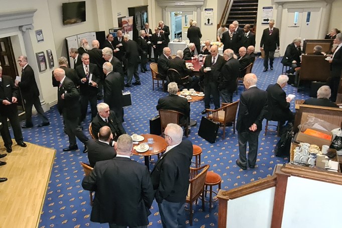 Brethren of the Province and their guests started arriving for coffee and bacon butties